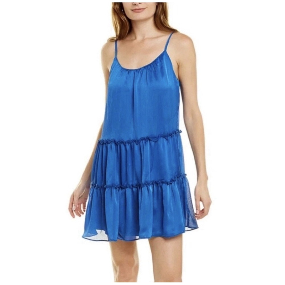 NWT Trina by Trina Turk Havsa Royal Blue Mini Babydoll Dress Ruffle Style